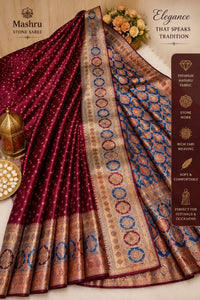Premium Mashru Stone Banarasi Saree