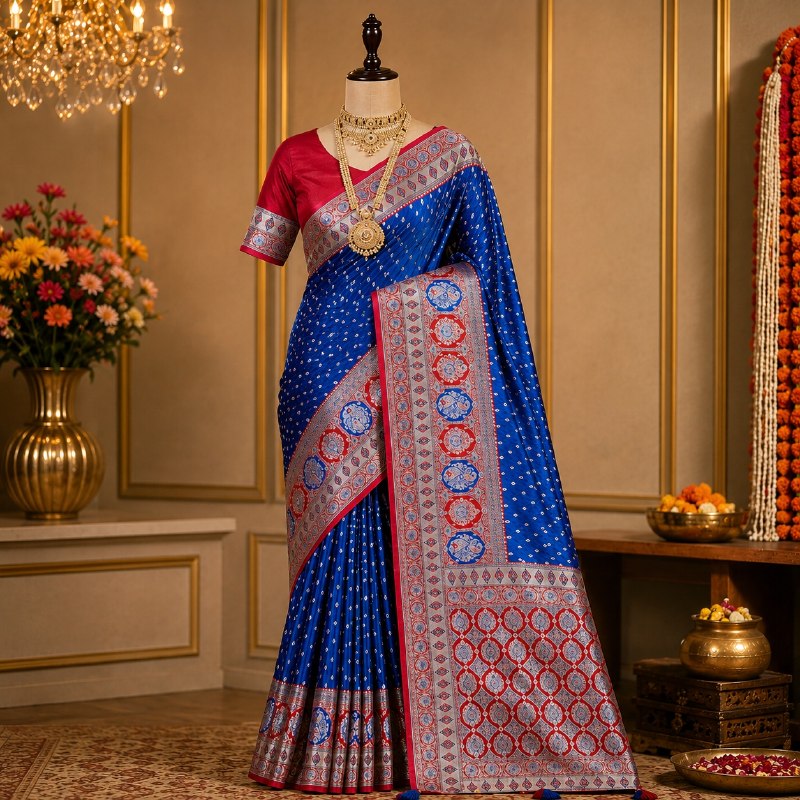 Premium Mashru Stone Banarasi Saree / Bridal & Festive Wear