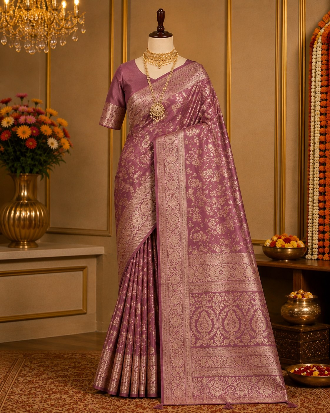 Premium Blue Pastel Satin Saree