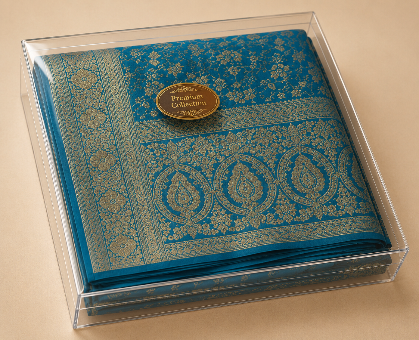 Premium Blue Pastel Satin Saree