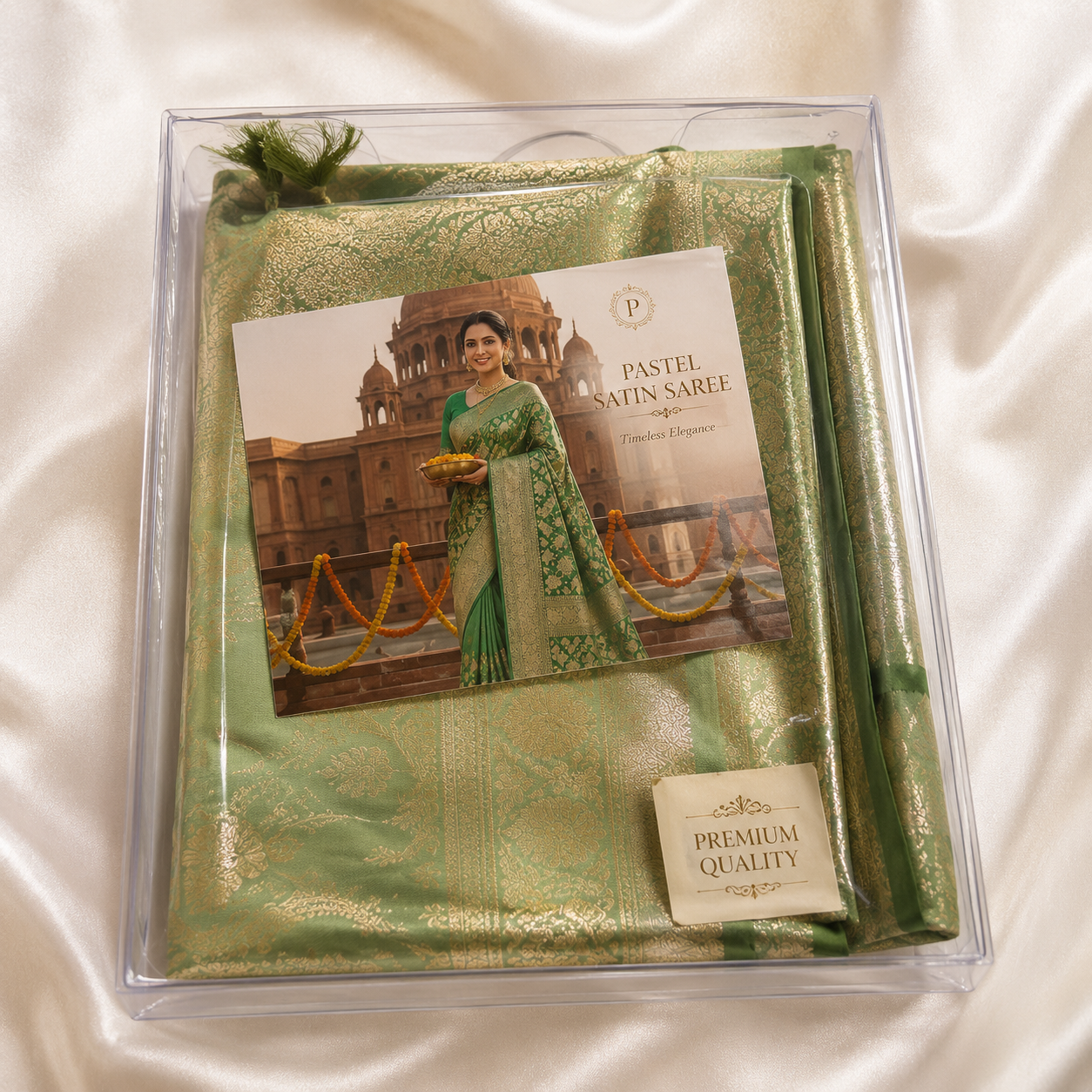 Premium Pastel Satin Saree