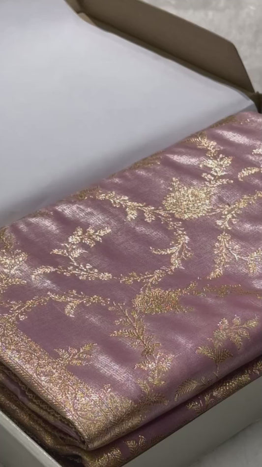 Premium Peach Pastel Satin Saree